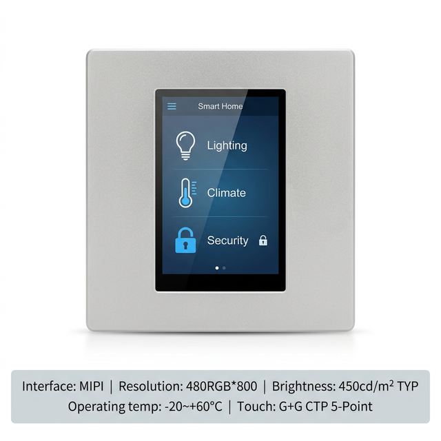 TMK 3.5 Inch IPS TFT LCD Display Module G+G CTP 5 Point Touch 480x800 450nits Embedded MIPI/I2C for Access Control & Smart Home