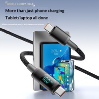 Kabel Data Paduan Aluminium Tampilan Digital 100W untuk 15 Laptop iPad Jalur Pengisian Daya PD Pengisian Cepat Tipe-C Ganda