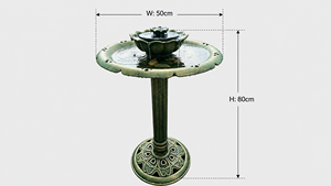 Bain d'oiseaux sur piédestal en bronze antique avec pompe solaire, résistant aux intempéries, en résine, pour décoration <span class=keywords><strong>de</strong></span> <span class=keywords><strong>jardin</strong></span> - Product Image 2