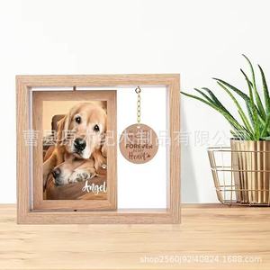 Wooden Pet Commemorative <b>Photo</b> <b>Frame</b> <b>Double</b> Sided Rotatable Tabletop Solid Wood Rectangle Handmade For Living Room Bedroom - Product Image 1
