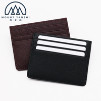 Dompet ramping anti-RFID berbahan kulit saffiano asli, dengan logo cetak khusus mewah dan modis dari Mount Yanzhi, tempat kartu kredit.