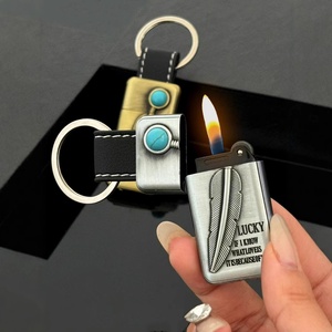Porte-clés portable briquet nouvelle <span class=keywords><strong>flamme</strong></span> de roue rétro en relief de plumes pour cigarettes et cigares Style d'huile - Product Image 1
