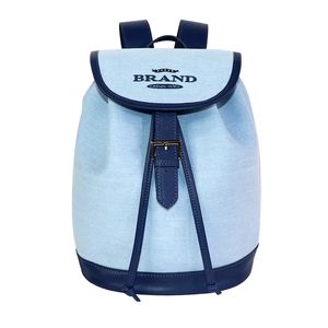 Sac seau à cordon avec rabat, style coréen, sac à dos pour femme, idéal pour les voyages et l'école, en toile personnalisée avec patchwork en cuir - Product Image 6