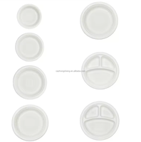 Plateau repas scolaire jetable en amidon de maïs ZS 850 ml à 3 compartiments et assiettes de fête compostables, micro-ondables et biodégradables