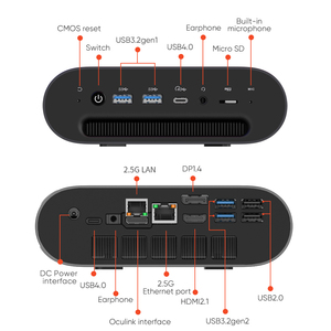 Fevm Fa880 Pro AMD R7 8845hs <span class=keywords><strong>Mini</strong></span> <span class=keywords><strong>PC</strong></span> DDR5 <span class=keywords><strong>RAM</strong></span> Pcie4.0 SSD oculink Micro máy tính để chơi game - Product Image 3