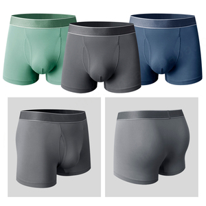 New <b>Men's</b> Boxer <b>Trunk</b> Solid Soft Short Leg Micro Modal Open Fly Underwear Support Pouch Soft Comfort Boxers Briefs for <b>Men</b> - Product Image 4