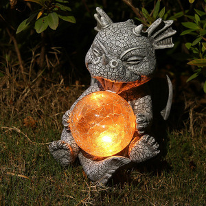 Dragón creativo luz solar animales jugando pelotas al aire libre luces impermeables adornos de jardín para Patio o regalos de inauguración de la casa - Product Image 3