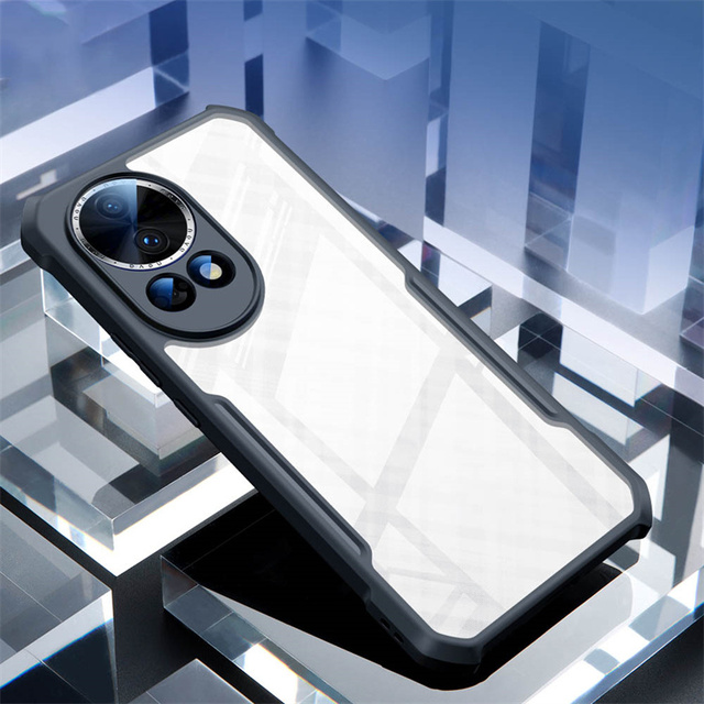 PinJun Black TPU Bumper Clear Acrylic Hard Transparent Ins Style IMD Scratch Resistant Anti-Fall Phone Case for for Nova 15