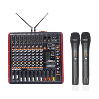 Mélangeur d'Écho Numérique Professionnel 8 Canaux Amplificateur de Puissance Tout-en-Un Microphone Sans Fil 2 Canaux Karaoké Fête à Domicile Plastique