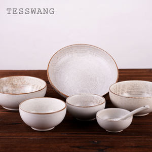 ชุดจานชามเซรามิกแบบคนญี่ปุ่นหรูหราแบบย้อนยุคความรู้สึกสูงจานแบบหยาบพกพาและเป็นมิตรต่อสิ่งแวดล้อมสำหรับใช้ในบ้าน - Product Image 6