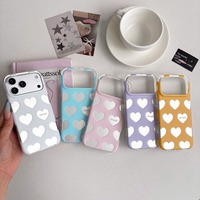 Coques de téléphone chromées argentées pour iPhone 17 16 Pro Max, design mignon en forme de cœur, coque de téléphone antichoc