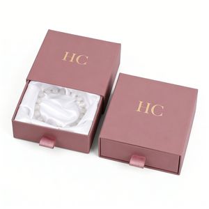 Boîte à bijoux de luxe pour collectionneur, boîte cadeau personnalisée, boîte à tiroir rigide, plateau en satin, laminage doux au toucher, logo personnalisé, vente en gros - Product Image 1