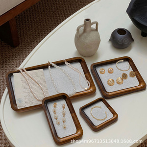 Jewelry Tray Walnut Wood 10x10cm 14x14cm 18x18cm 18x10cm 33x22cm Desktop Organizer For <b>Necklace</b> <b>Ring</b> Display Storage - Product Image 5