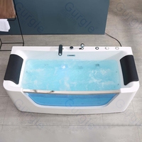 Baignoire Balnéo Intérieure de Luxe avec Cascade et Jets d'Air, Jacuzzi de Massage avec Siège