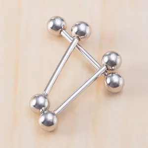 2401 et S925 argent boule ronde barre droite longue tige oreille os ongle langue personnalité exagérée fabricants de bijoux