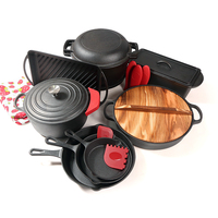 Ensemble de batterie de cuisine moderne en fonte avec revêtement antiadhésif, 12 pièces, comprenant faitouts, casseroles, marmites à soupe et faitouts à bouillon