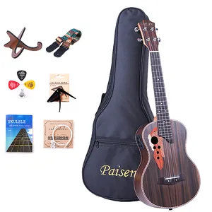 Ukulele avec cordes gothiques de 26 pouces, vente en gros, bois de rose, raisin, bass adapté aux concerts