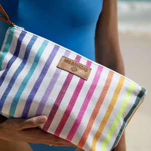 3pcs Bag Set With Sewn Label 52*42cm Striped <b>Canvas</b> <b>Tote</b> Bag 18*12cm Toiletry Pouch 100cm Table Cloth for Travel Bag Set - Product Image 3