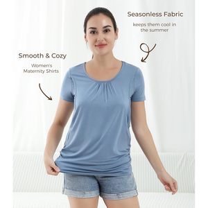 Camiseta de Lactancia para Mujer, de Bambú y Viscosa, Manga Corta, para Uso Diario Informal - Product Image 4