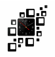 Jam Dinding Akrilik Persegi Modern Digital Gaya Eropa Kreatif dengan Tampilan Jarum DIY Set Kombinasi Dekoratif 3D