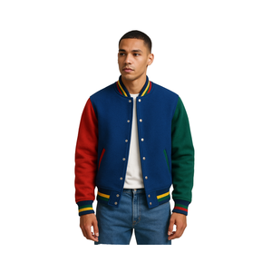 Custom Men's Varsity <b>Bomber</b> <b>Jacket</b> Winter Patchwork Letterman <b>Baseball</b> Embroidery Patches New Customizable Varsity <b>Jacket</b> - Product Image 1