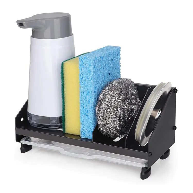 Sünger fırça sabunluk lavabo tepsi süzgeç raf mutfak lavabo caddy organizatör mutfak lavabo caddy