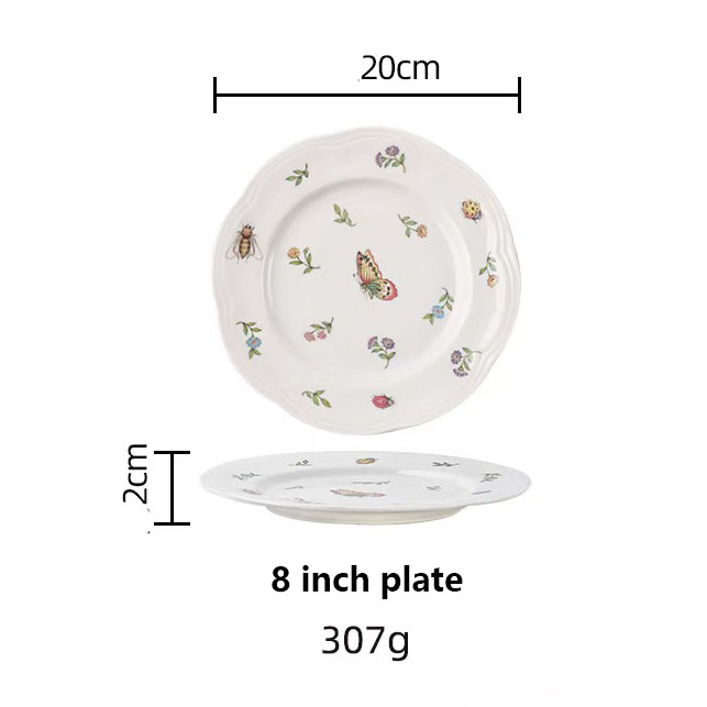 assiette blanche de 8 pouces