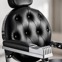 Fauteuil de Barbier Vintage Antique pour Salon, Durable, Ergonomique, Utilisation Hôtelière, Siège en Cuir, Cadre en Acier Inoxydable pour Hommes