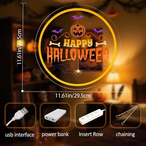 Happy Halloween <b>LED</b> Pumpkin Neon <b>Light</b> Acrylic Board Indoor Atmosphere <b>Light</b> Party <b>Bedroom</b> Club Atmosphere <b>Light</b> Indicator <b>Light</b> - Product Image 3