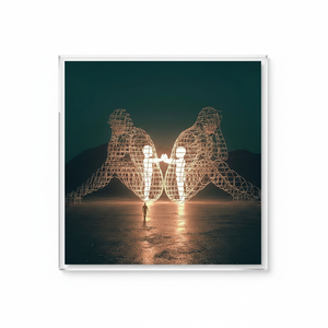 Modern Art Deco Tempered Glass Wall Art Burning Man Couple Canvas Print Clear <b>Framed</b> Panel Hanging Art - Product Image 2