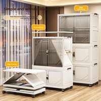 Armoire de rangement pliable à 5 niveaux sans installation, armoire mobile en plastique pour vêtements domestiques