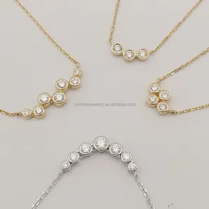 Offre Spéciale collier personnalisé multi-forme lunette réglage rond laboratoire cultivé diamant avec chaîne à maillons pour filles cadeaux