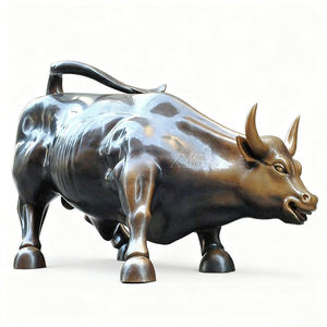 Statue de taureau de Wall Street grandeur nature en <span class=keywords><strong>bronze</strong></span>, sculpture d'animal en laiton pour jardin extérieur, produit artisanal en métal - Product Image 1