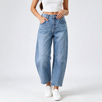 Jeans à taille haute et jambes larges en strass pour femmes, pantalon en denim scintillant pour les soirées de gala hivernales