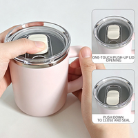 Faible MOQ 500 pièces, logo personnalisé, tasse à café isotherme en acier inoxydable de 16 oz avec poignée et couvercle coulissant transparent