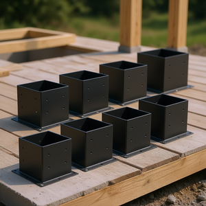 Supports de terrasse robustes en acier au carbone pour poteaux 4x4, 8 pièces, 92x92mm, noirs, plaques de base pour terrasse, chevilles d'ancrage pour terrasse de pavillon et béton - Product Image 2