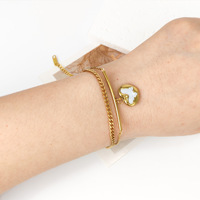 Bracelet en acier inoxydable doré double couche en forme de cœur et de papillon pour femme, bijoux d'été