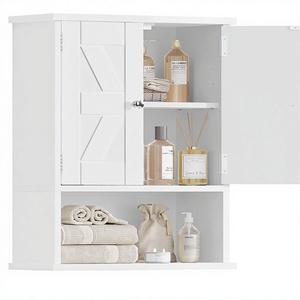 Armadietto Moderno da <span class=keywords><strong>Bagno</strong></span> a Parete con Ante Scorrevoli e Ripiano Regolabile, Finitura Bianca <span class=keywords><strong>per</strong></span> <span class=keywords><strong>Bagno</strong></span> e Lavanderia - Product Image 2