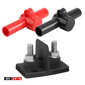 Bloque de terminales de batería de 48V con pernos de 3/8-16 y aislantes rojos y negros para vehículos recreativos, yates, automóviles y barcos - Product Image 2