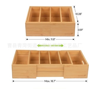 Cross-border bamboo drawer rack with adjustable <b>shelves</b>, expandable kitchen cabinet storage <b>box</b>. - Product Image 3