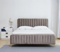 Nouveau design moderne, lit king size en cuir de luxe italien avec rangement, cadre en bois de pin, meubles pour la maison