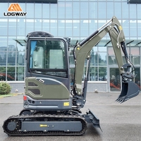 Mini-pelleuse LOGWAY à prix de gros avec climatiseur de toit en option, idéale pour les travaux de terrassement, avec options de vitesse haute et basse