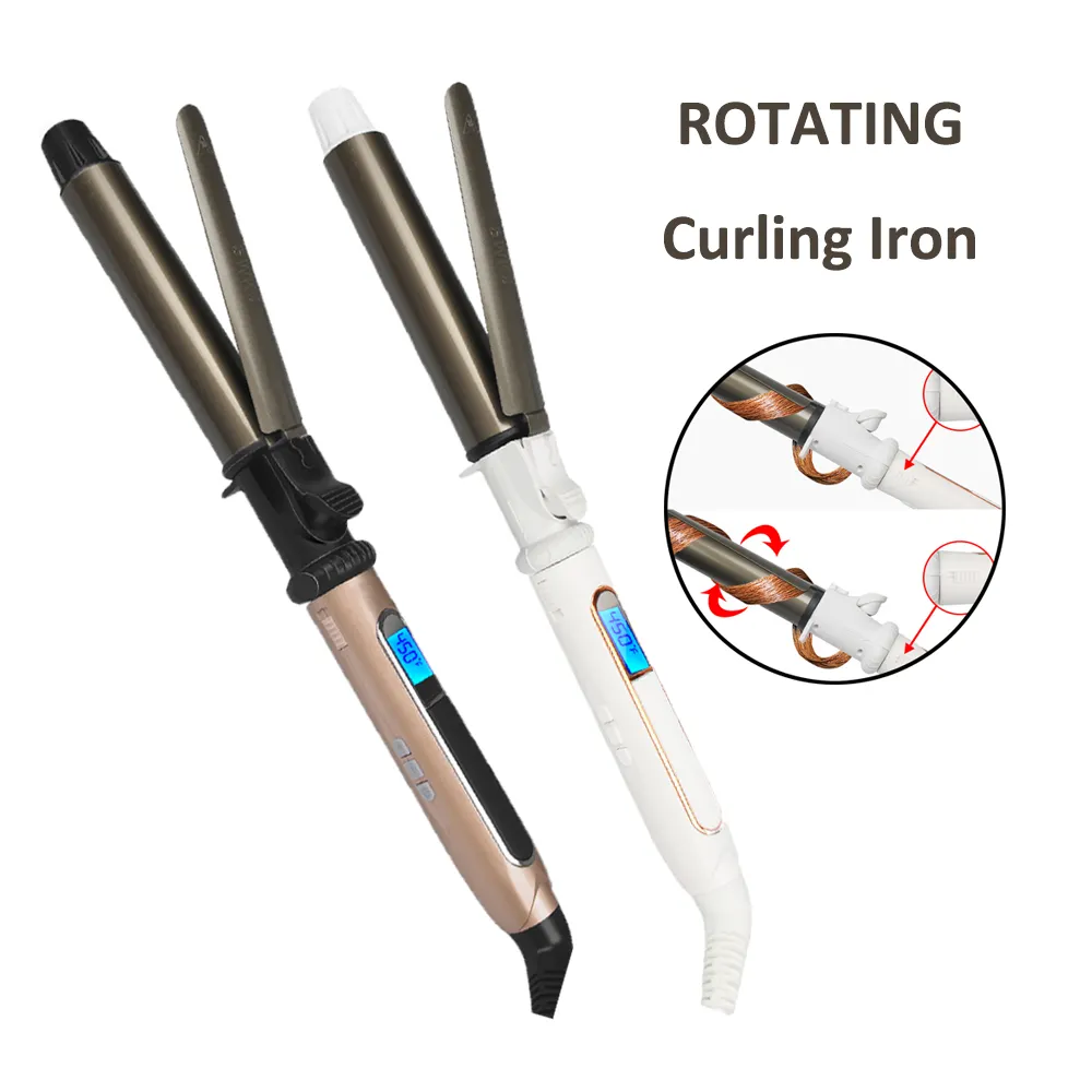 1.25" Hot Private Label Wave Roller Gold Titanium Barrel Curling Iron Automatic Rotating Hair Curler