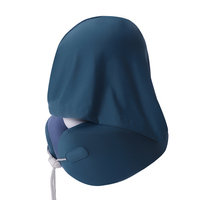 SUREWALHOME Oreiller de voyage pour le cou avec capuche rafraîchissante Masque pour les yeux Capuche bloquant la lumière Oreiller de soutien ergonomique en mousse à mémoire de forme pour avion