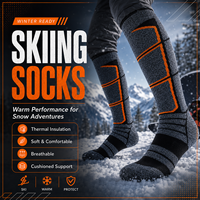 Calcetines de Esquí Personalizados de Lana Merino, Calcetines Térmicos Cálidos hasta la Rodilla para Snowboard, para Hombre y Mujer