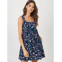 Robe mini trapèze en coton tissé 100 % écologique avec taille élastique pour fêtes de jardin, plage et occasions décontractées – Vente en gros
