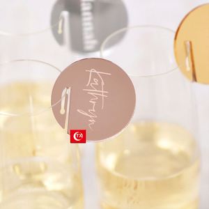 Etiquetas Personalizadas para Copas de Vino, Marcadores de Bebidas de Acrílico para Discos, Recuerdos para Invitados de Boda, Fiestas - Product Image 4