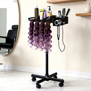 Chariot de Salon Moderne en Plastique Noir Z, Rotation à 360 Degrés, Écologique, Réglable en Hauteur pour Salon de Coiffure, Maison, Bureau - Product Image 3