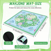 Alas Mahjong Lipat Gaya Chinoiserie Bunga Kuning Elegan 31,5x31,5 Inci dengan Tas Jinjing Hitam untuk Poker & Permainan