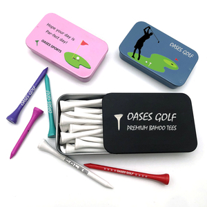Tees de golf incassables en bois naturel brun, rayures personnalisées, en bois dur et bambou, en gros - Product Image 6